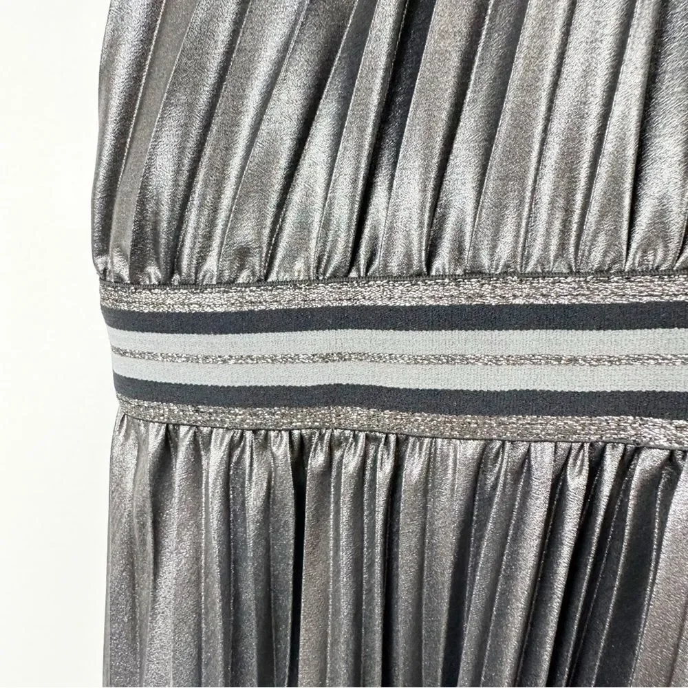 Bailey‎ 44 Women Madison Metallic Micro Pleated Asymmetrical Halter Dress Sz 6 - Picture 6 of 14